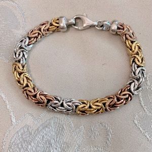 Vintage Milor Sterling Silver Byzantine Bracelet with Gold Overlay